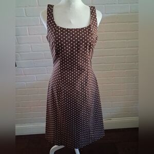 Brown Polka Dot Sleeveless A-Line Dress